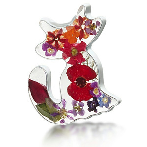 Silver Brooch - Mixed Flowers - Cat