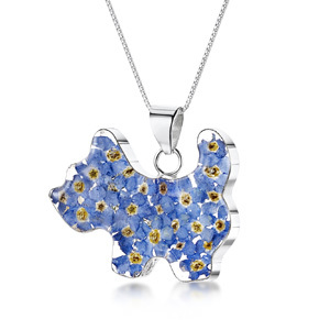Silver Pendant - Forget-Me-Not - Scotty Dog