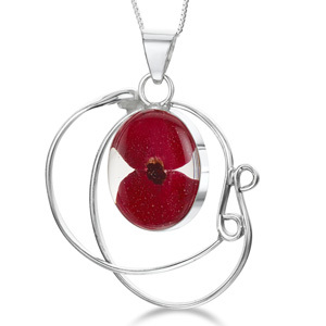 Silver Pendant - Poppy - Swirl