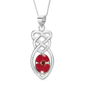 Silver Pendant - Poppy - Celtic Knot