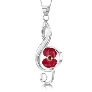 Silver Pendant - Poppy - Treble Clef