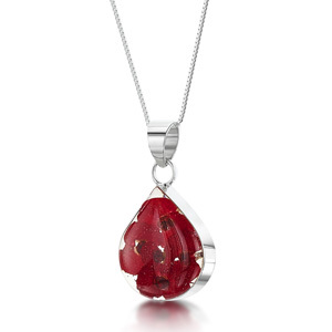 Silver Pendant - Poppy - Teardrop