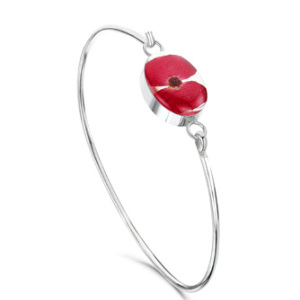 Silver Bangle - Poppy - Oval