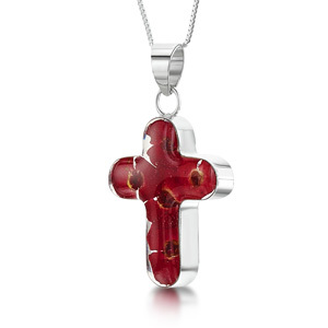 Silver Pendant - Poppy - Medium Cross