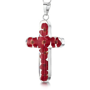 Silver Pendant - Poppy - Large Cross
