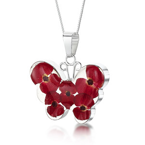 Silver Pendant - Poppy - Large Butterfly