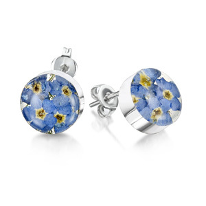 Silver Stud Earrings - Forget-Me-Not - Round