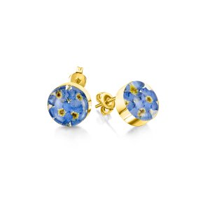 23K Gold Plated Stud Earrings - Forget-Me-Not - Round