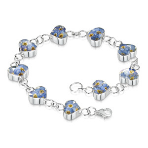 Silver Bracelet - Forget-Me-Not - Heart Charm