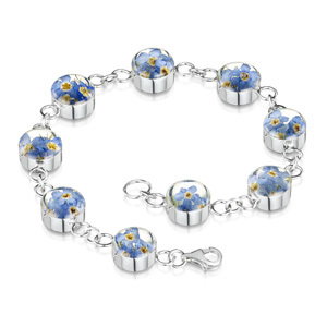 Silver Bracelet - Forget-Me-Not - Round Charm