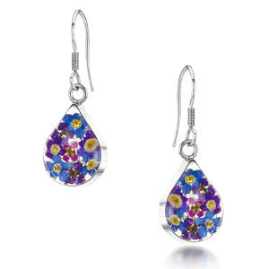 Silver Drop Earrings - Purple Haze - Teardrop