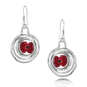 Silver Drop Earrings - Poppy - Spiral