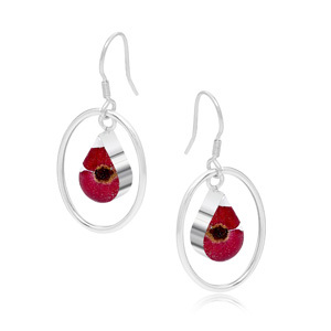 Silver Earrings - Poppy - Teardrop Surround