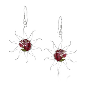Silver Drop Earrings - Bohemia - Sun