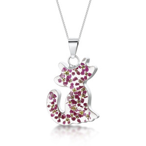 Silver Necklace - Purple - Cat