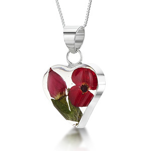 Silver Pendant - Poppy & Rose - Heart