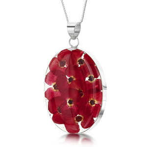 Silver Pendant - Poppy - Large Oval