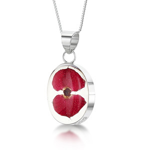 Silver Pendant - Poppy - Oval