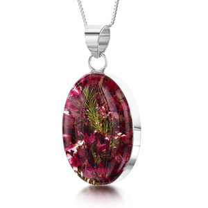 Silver Pendant - Heather - Medium Oval