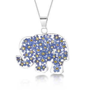 Silver Pendant - Forget-Me-Not - Elephant