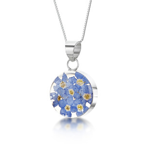 Silver Pendant - Forget-Me-Not - Medium Round