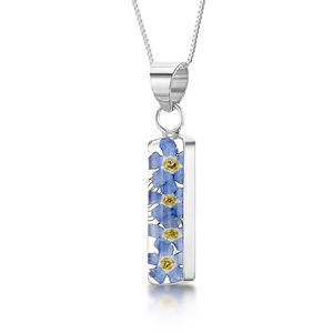Silver Pendant - Forget-Me-Not - Rectangle