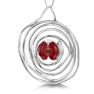 Silver Pendant - Poppy - Spiral