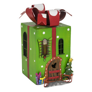 Christmas Present House Garden Ornament