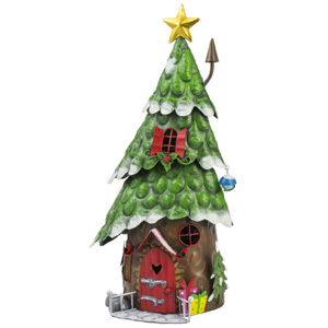 Red Door Christmas Tree House Garden Ornament