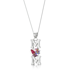 Silver Pendant - Mixed Flowers - Mum