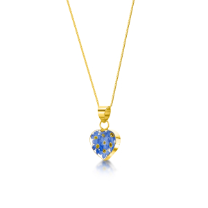 23K Gold Plated Sterling Silver Pendant - Forget-me-not - Heart