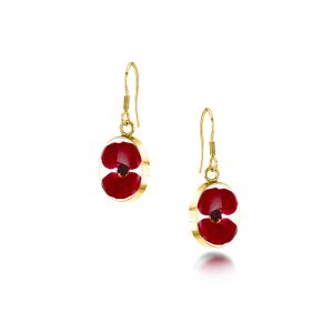 23K Gold Plated Sterling Silver drop Earrings - Poppy - Oval