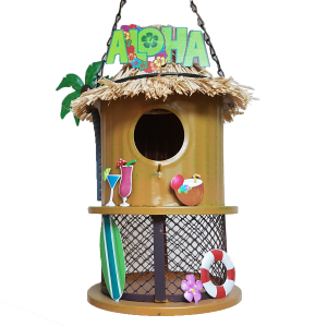 Funky Metal Bird Feeder Tiki Bar