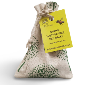 Bee Bombs BeeBalls in White Cotton Pouch With Green Tree