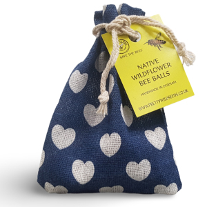 Bee Bombs BeeBalls in Dark Blue Cotton Pouch With White Hearts